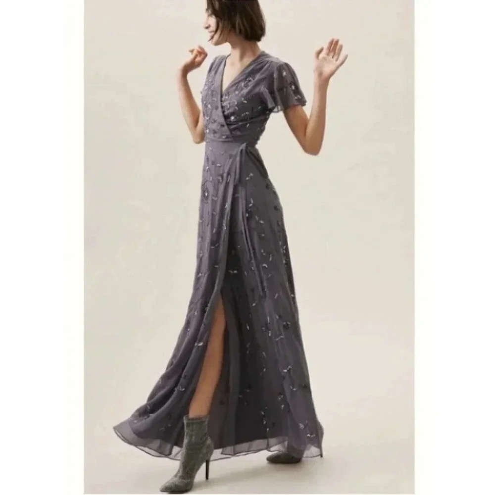 NWT Anthropologie BHLDN Plymouth Formal Beaded Maxi Wrap Dress 12 - Picture 2 of 10
